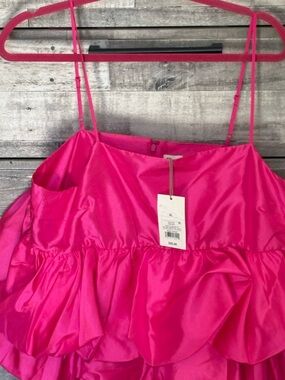 a new day Hot Pink Satin Ruffled Cami Tank